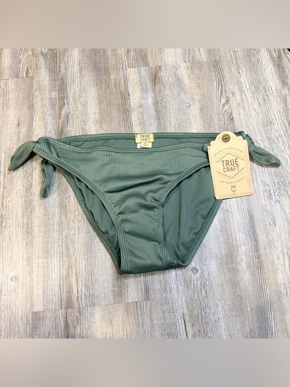 True Craft Olive Ribbed Tie-Side Bikini Bottom